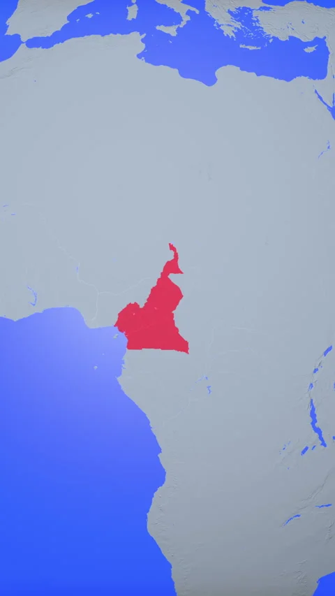 Location and red map of Cameroon on the earth in vertical format Vidéo 331017992