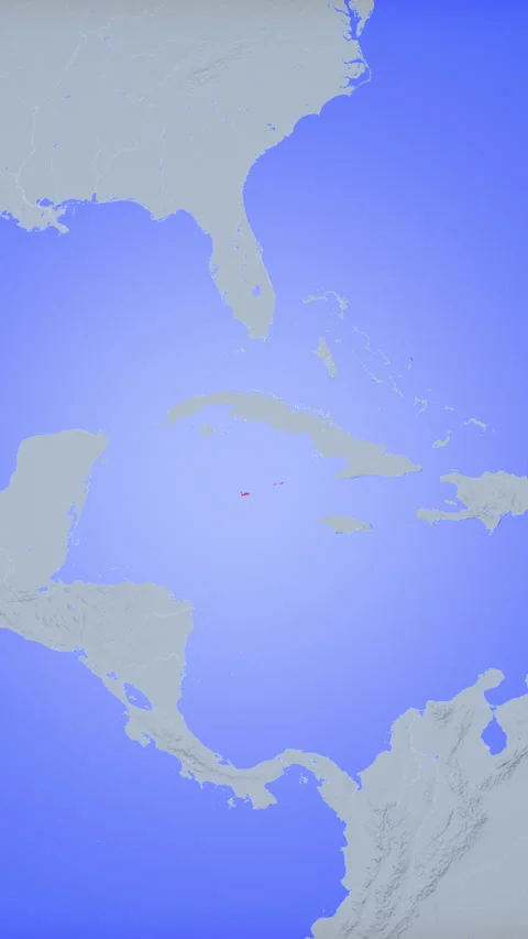 Location and red map of Cayman Islands on the earth in vertical format Vidéo 331019959