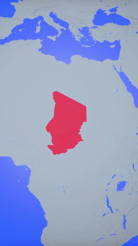 Location and red map of Chad on the earth in vertical format Видео 331023104