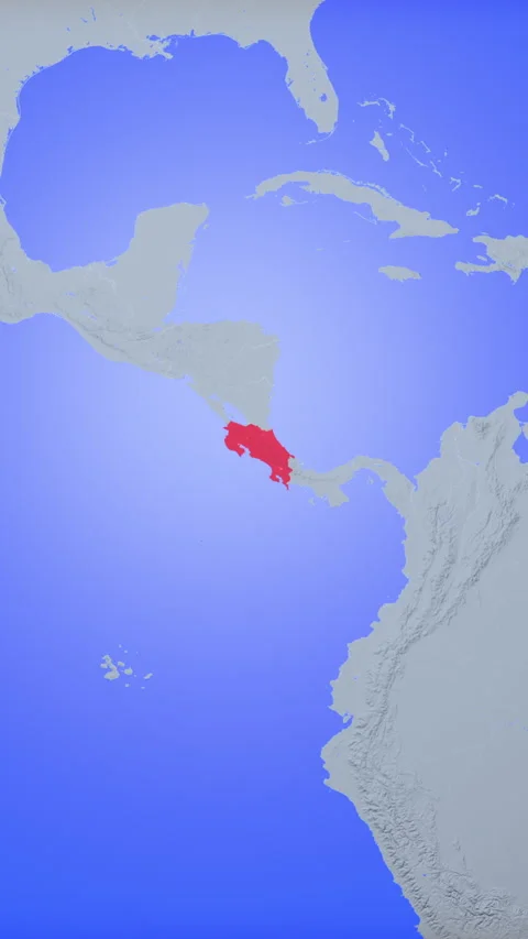 Location and red map of Costa Rica on the earth in vertical format Stock Footage 331025815