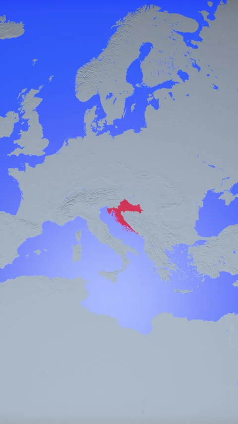 Location and red map of Croatia on the earth in vertical format Stock Footage 331026200