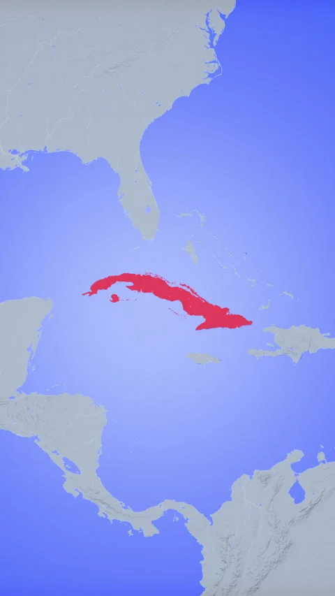 Location and red map of Cuba on the earth in vertical format Stock Footage 331026841