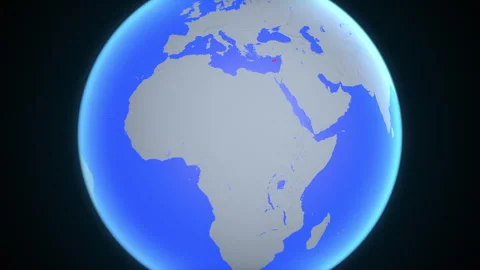 Location and red map of Cyprus on the earth Stock Footage 329897098