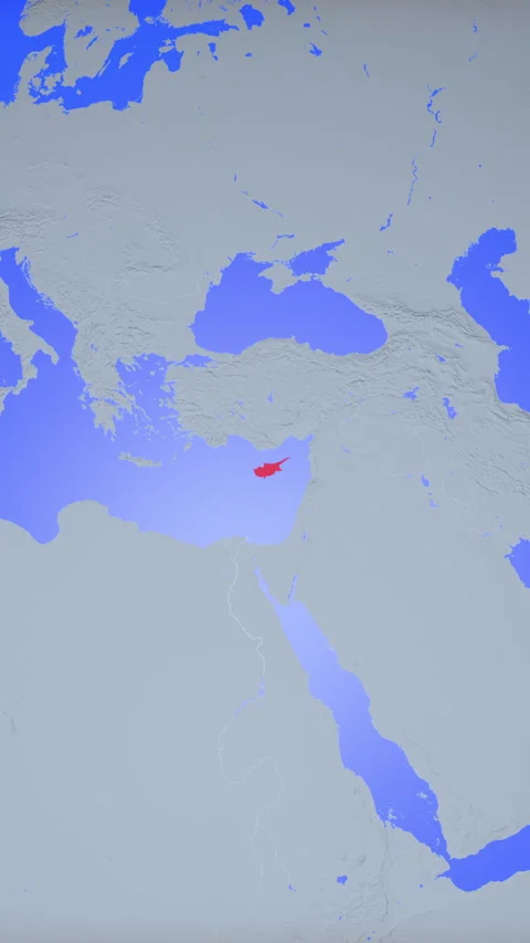 Location and red map of Cyprus on the earth in vertical format Stock Footage 331027377