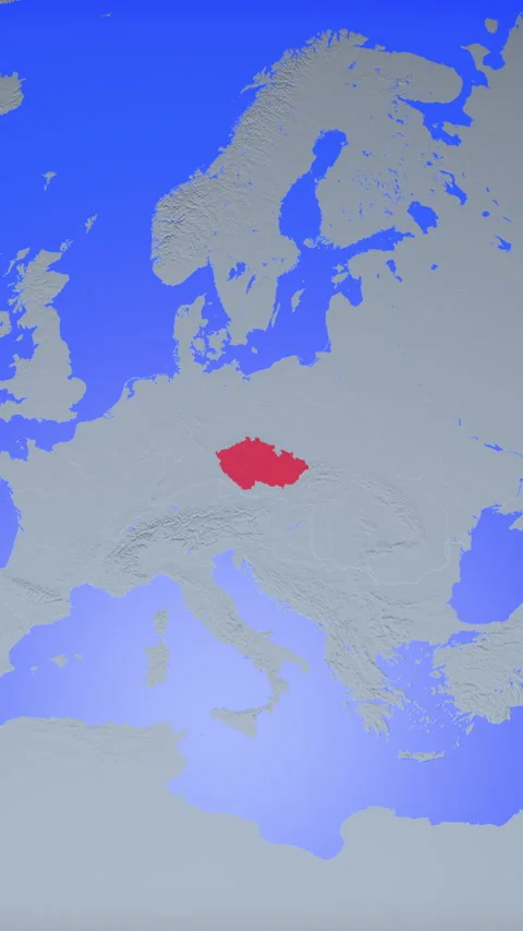 Location and red map of Czech Republic on the earth in vertical format Stock Footage 331027673