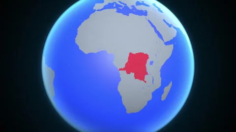 Location and red map of Democratic Republic of the Congo on the earth 库存影片 329897739