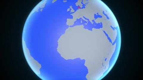 Location and red map of Denmark on the earth Stock Footage 329898102