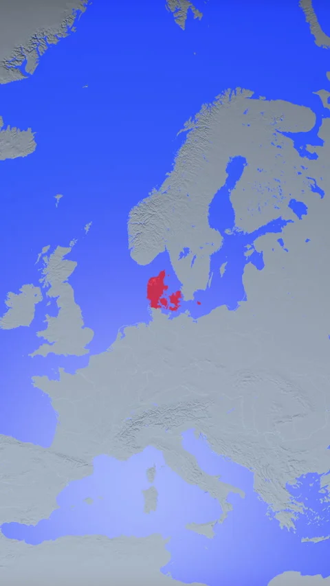 Location and red map of Denmark on the earth in vertical format Vidéo 331028530