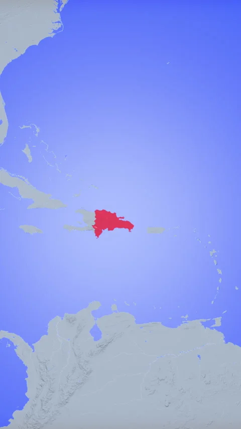 Location and red map of Dominican Republic on the earth in vertical format Stock Footage 331030834