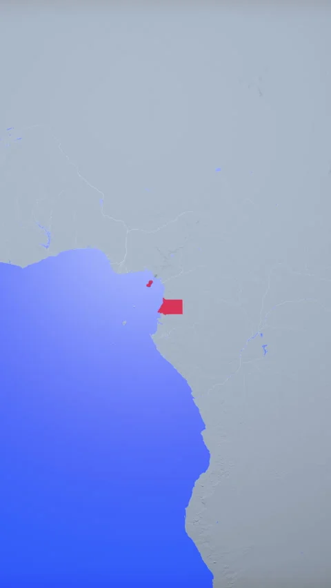 Location and red map of Equatorial Guinea on the earth in vertical format Stock Footage 331032891