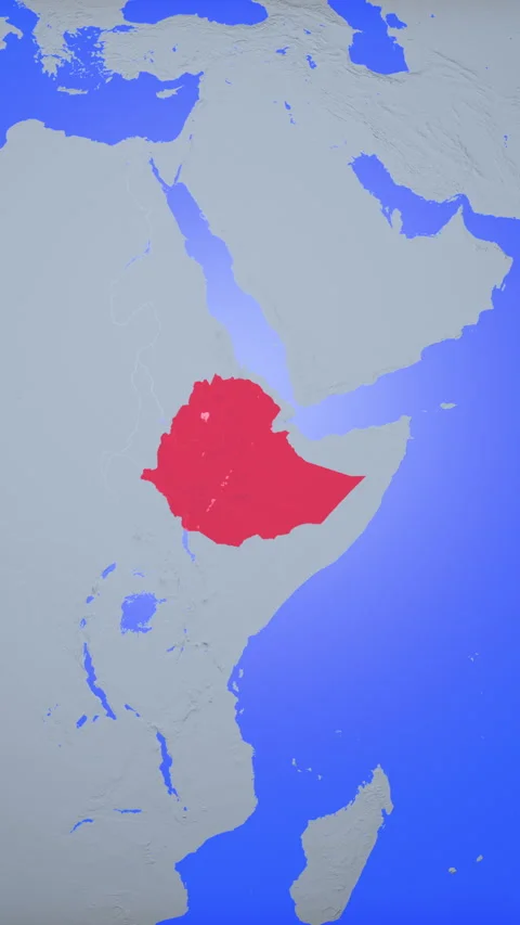 Location and red map of Ethiopia on the earth in vertical format Stock Footage 331033902