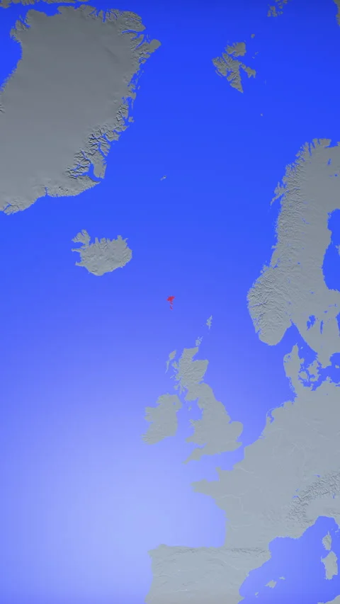Location and red map of Faroe Islands on the earth in vertical format Видео 331034633