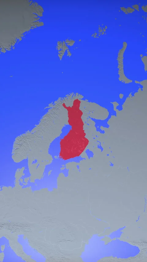 Location and red map of Finland on the earth in vertical format Vidéo 331034976