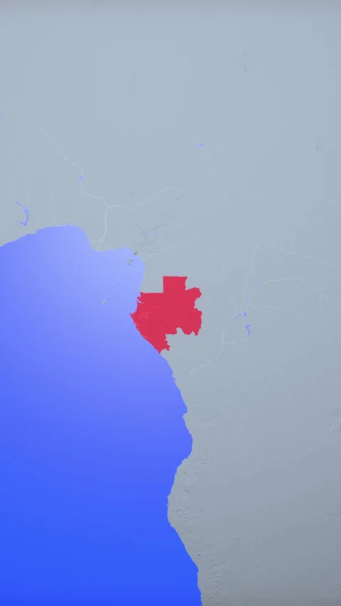 Location and red map of Gabon on the earth in vertical format Stock Footage 331038968