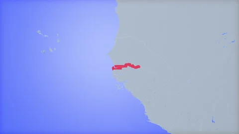 Location and red map of The Gambia on the earth Видео 330439931