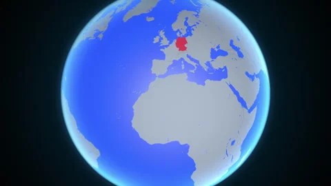 Location and red map of Germany on the earth Видео 329902188