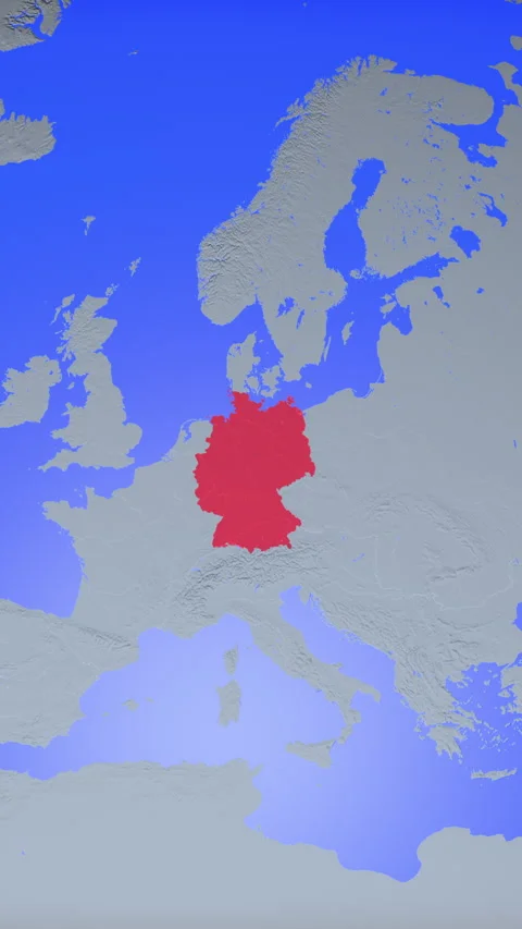 Location and red map of Germany on the earth in vertical format Stock Footage 331039479
