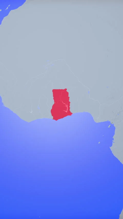 Location and red map of Ghana on the earth in vertical format Stock Footage 331039670