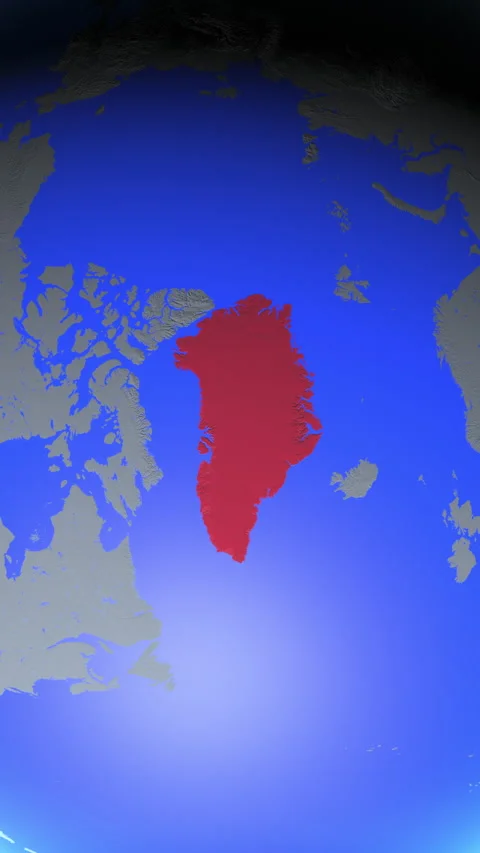 Location and red map of Greenland on the earth in vertical format Stock Footage 331041189