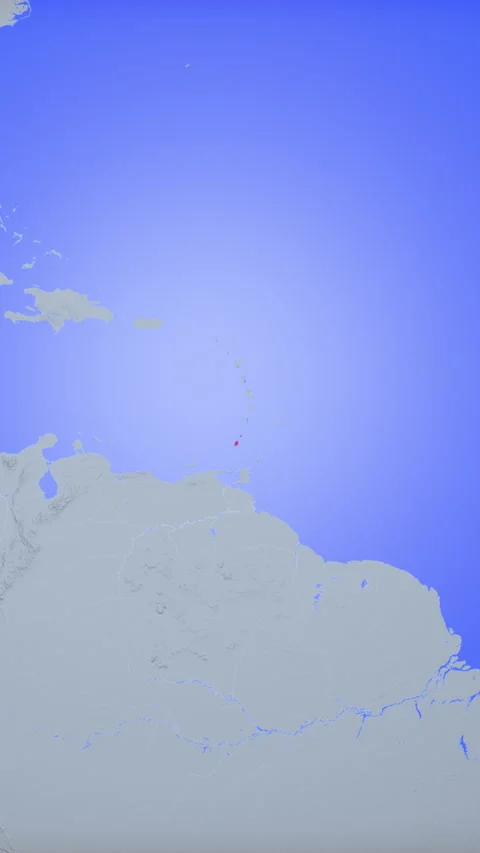 Location and red map of Grenada on the earth in vertical format 库存影片 331041515