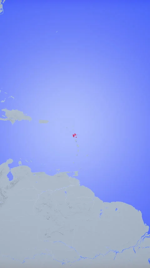 Location and red map of Guadeloupe on the earth in vertical format Stock Footage 331041602