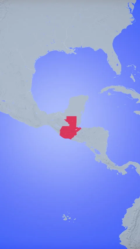 Location and red map of Guatemala on the earth in vertical format 库存影片 331499460