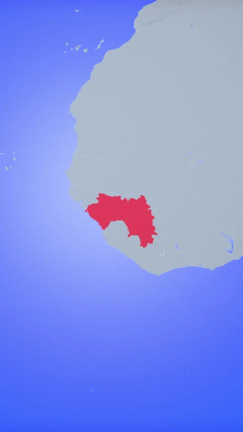 Location and red map of Guinea on the earth in vertical format 库存影片 331474531