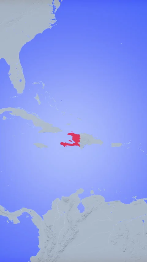 Location and red map of Haiti on the earth in vertical format Stock Footage 331475387