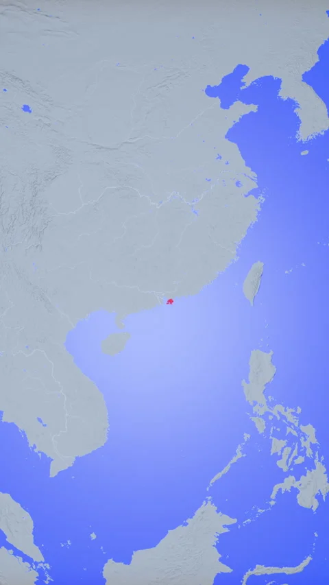 Location and red map of Hong Kong on the earth in vertical format Stock Footage 331476288