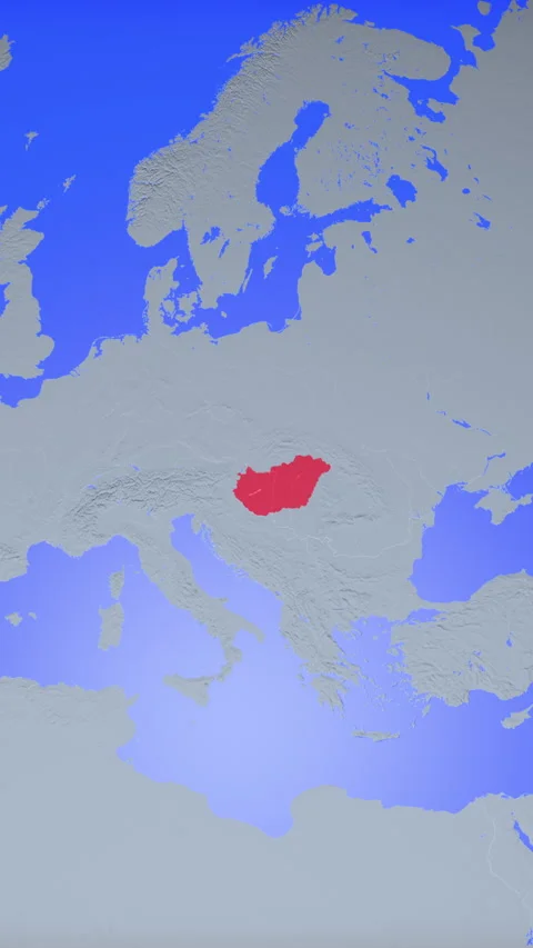 Location and red map of Hungary on the earth in vertical format Stock Footage 331477172