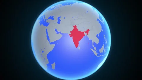 Location and red map of India on the earth Vídeo Stock 329903984