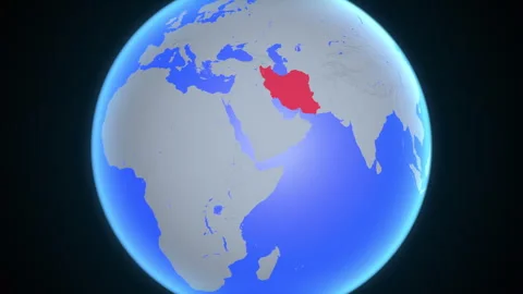 Location and red map of Iran on the earth Видео 329904211