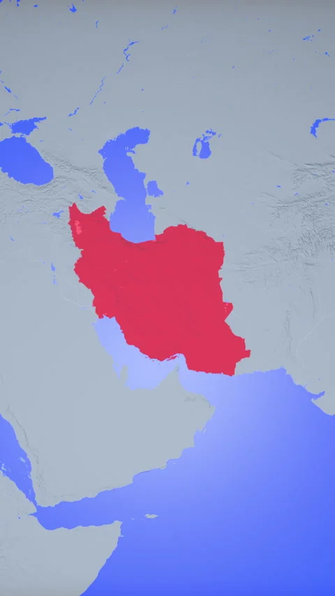 Location and red map of Iran on the earth in vertical format 库存影片 331422205