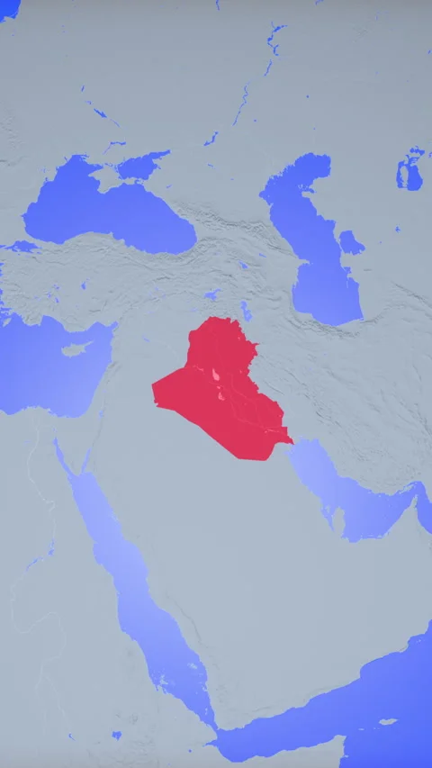Location and red map of Iraq on the earth in vertical format Stock Footage 331422903