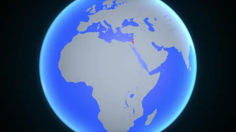 Location and red map of Israel on the earth Vídeo Stock 329904604