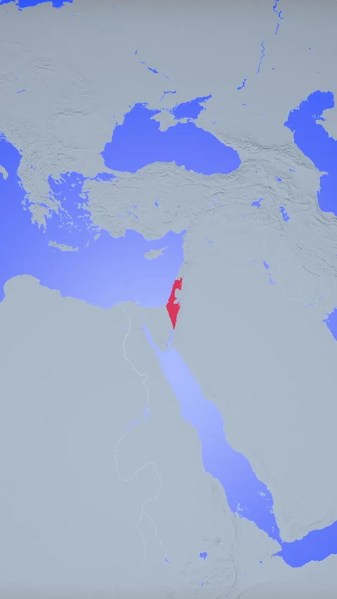 Location and red map of Israel on the earth in vertical format 库存影片 331424367