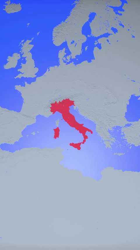 Location and red map of Italy on the earth in vertical format Stock Footage 331425035