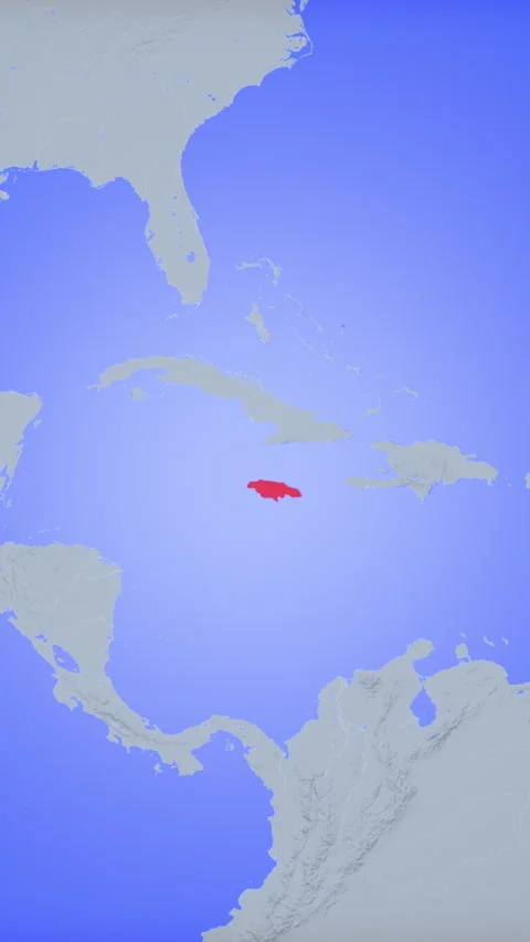 Location and red map of Jamaica on the earth in vertical format Video stock 331426013