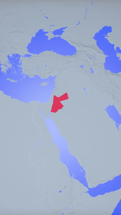 Location and red map of Jordan on the earth in vertical format Stock Footage 331427020