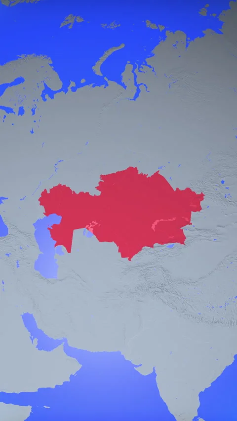 Location and red map of Kazakhstan on the earth in vertical format Stock Footage 331427828