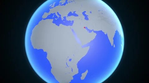 Location and red map of Kuwait on the earth Vidéo 329906275
