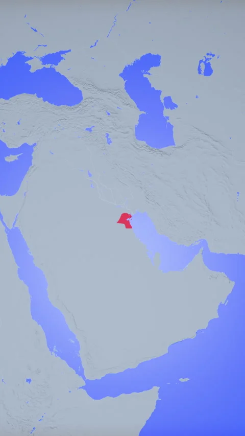Location and red map of Kuwait on the earth in vertical format Stock Footage 331430143