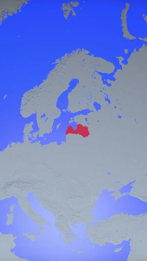 Location and red map of Latvia on the earth in vertical format Stock Footage 331432886