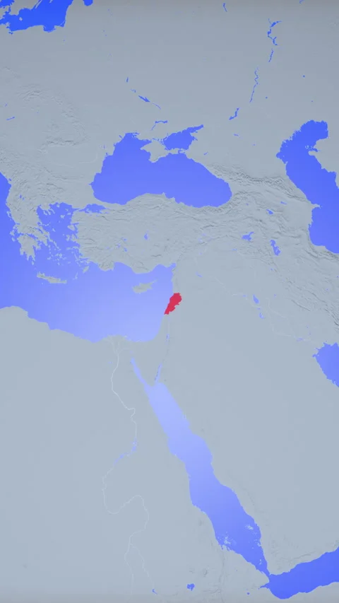 Location and red map of Lebanon on the earth in vertical format Stock Footage 331433740