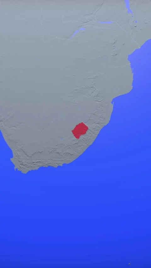 Location and red map of Lesotho on the earth in vertical format 库存影片 331434145