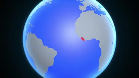 Location and red map of Liberia on the earth Vidéo 329908262