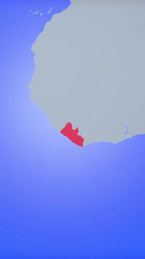 Location and red map of Liberia on the earth in vertical format Video stock 331434495