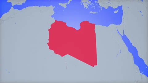 Location and red map of Libya on the earth Stock Footage 330468723