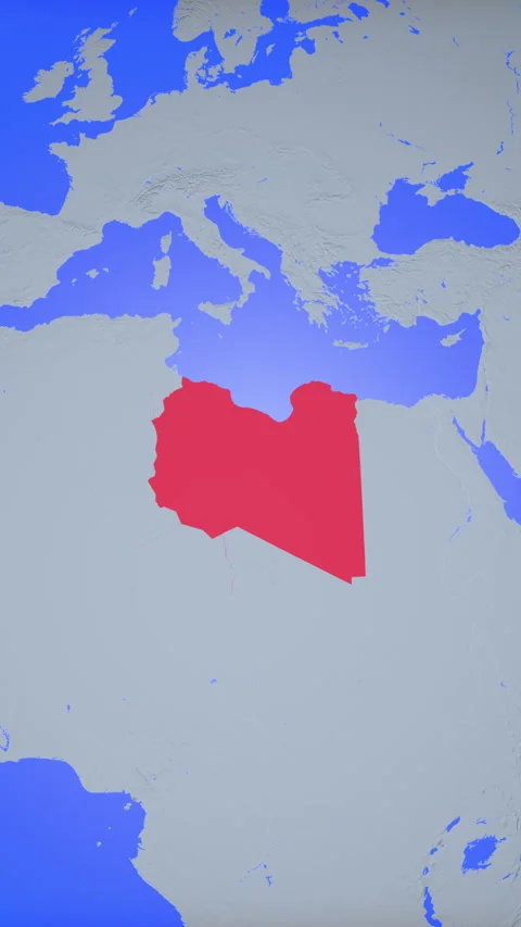 Location and red map of Libya on the earth in vertical format 库存影片 331435009
