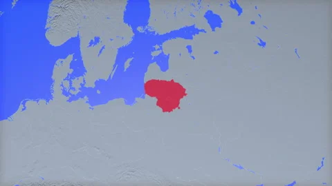Location and red map of Lithuania on the earth Vidéo 330470567